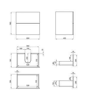 Комплект Qtap тумба подвесная Tern 600х580х437 мм White + раковина врезная Albatross 9H QT71TE44099