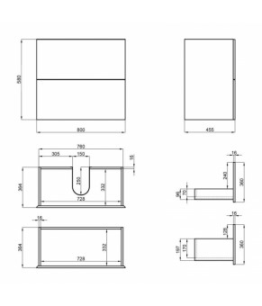 Комплект Qtap тумба подвесная Tern 800х580х437 мм White + раковина врезная Albatross E QT71TE44108