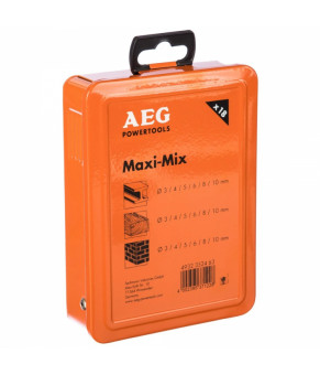 Набор сверл по металлу, камню, дереву AEG Maxi-Mix 3-10 мм 18 шт в футляре (4932352463) P18A