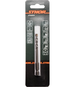Сверло универсальное Sthor с шестигранным хвостовиком 1/4" 5х85/35 мм YG6X 21684
