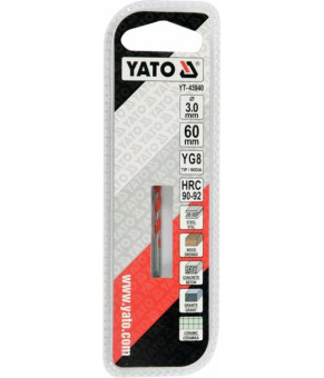 Сверло универсальное Yato 3х60 мм YG8 HRC 90-92 YT-43940