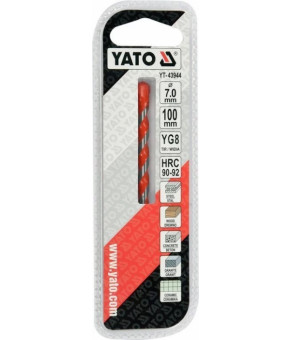 Сверло универсальное Yato 7х100 мм YG8 HRC 90-92 YT-43944