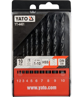Набор сверл по металлу Yato HSS 1-10 мм 10 шт YT-4461