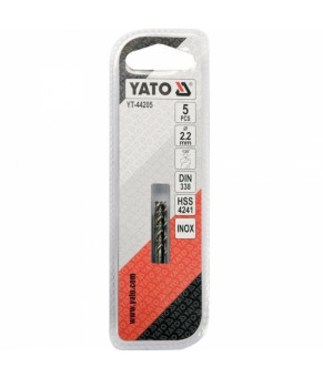 Сверло по металлу Premium Yato к нержавеющей и высоколегированной стали, литья 2.2х55 мм HSS 4241 5 шт YT-44205