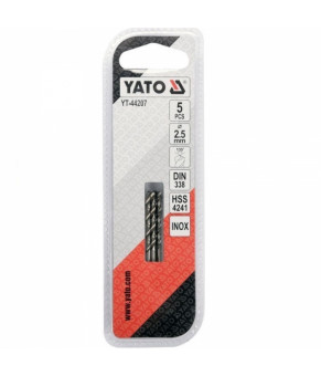 Сверло по металлу Premium Yato к нержавеющей и высоколегированной стали, литья 2.5х60 мм HSS 4241 5 шт YT-44207