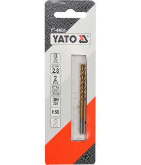 Сверло по металлу титановое Yato 2.8х61/33 мм HSS-TIN 2 шт YT-44634