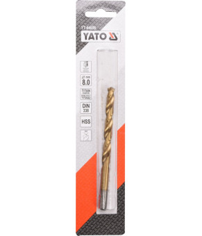 Сверло по металлу титановое Yato 8х117/75 мм HSS-TIN YT-44658