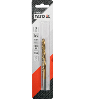 Сверло по металлу титановое Yato 8.5х117/75 мм HSS-TIN YT-44659