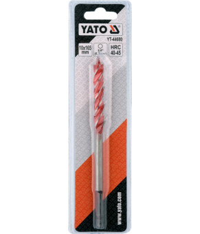 Сверло по дереву Yato 10х165 мм HEX-1/4" HRC 40-45 с 4 режущими кромкам YT-44680