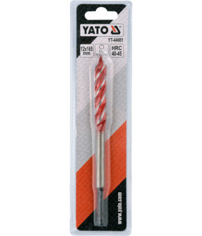 Сверло по дереву Yato 12х165 мм HEX-1/4" HRC 40-45 с 4 режущими кромкам YT-44681