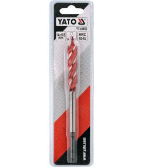 Сверло по дереву Yato 14х165 мм HEX-1/4" HRC 40-45 с 4 режущими кромкам YT-44682