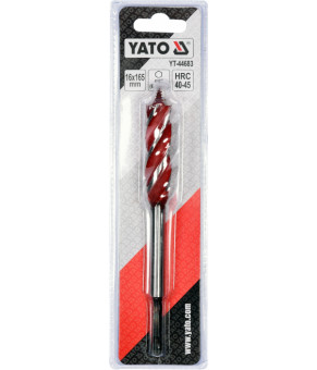 Сверло по дереву Yato 18х165 мм HEX-1/4" HRC 40-45 с 4 режущими кромкам YT-44684