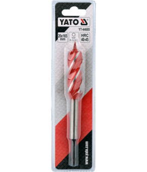 Сверло по дереву Yato 20х165 мм HEX-1/4" HRC 40-45 с 4 режущими кромкам YT-44685
