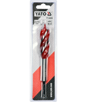 Сверло по дереву Yato 22х165 мм HEX-1/4" HRC 40-45 с 4 режущими кромкам YT-44686
