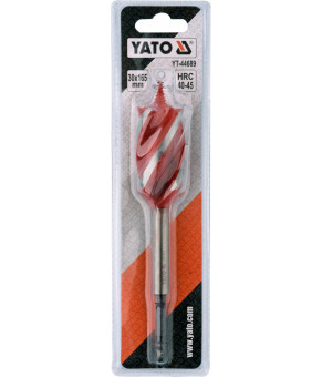 Сверло по дереву Yato 30х165 мм HEX-1/4" HRC 40-45 с 4 режущими кромкам YT-44689