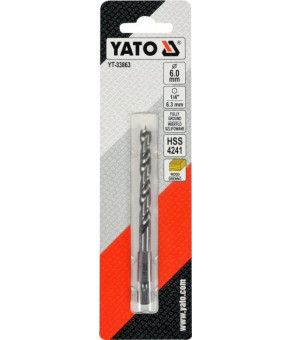 Сверло по дереву спиральное Yato ø6х90/55 мм HEX 1/4" HSS 4241 YT-33863