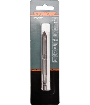 Сверло по стеклу и керамике Sthor 10х100 мм HEX-1/4" YG6X 21705