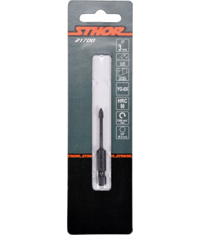 Сверло по стеклу и керамике Sthor 3х60 мм HEX-1/4" YG6X 21700