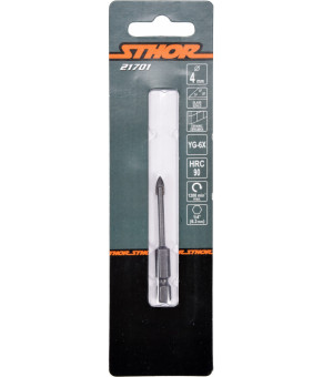 Сверло по стеклу и керамике Sthor 4х60 мм HEX-1/4" YG6X 21701
