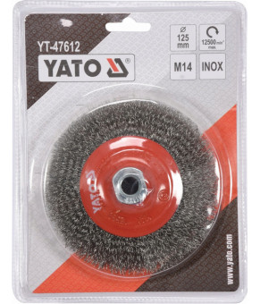 Щетка дисковая зачистная с нержавеющей стали для ушм Yato ø125 мм 12500 об/мин м14 YT-47612