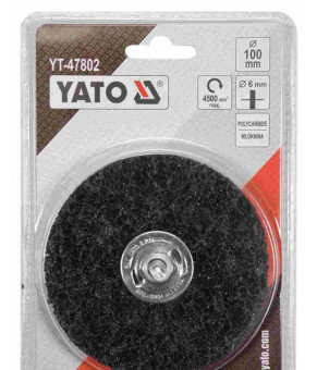 Щетка дисковая из синтетического волокна для дрели Yato ø100 мм 4500 об/мин с хвостовиком ø6 мм YT-47802