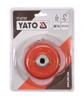 Щетка чашка зачистная с нейлона для ушм Yato ø125 мм 6500 об/мин М14 YT-47787