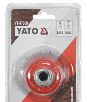 Щетка чашка зачистная с нержавеющей стали для ушм Yato ø65 мм 12500 об/мин М14 YT-47658