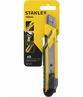Нож Stanley "Comfort" с выдвижным лезвием 18 мм и отламывающимися сегментами + 2 запасные лезвия [блистер] STHT10266-0