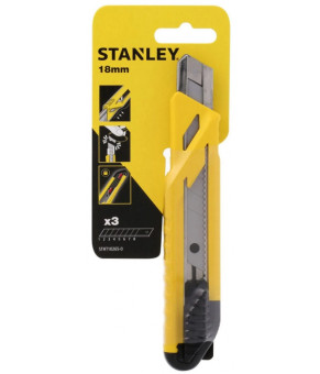 Нож Stanley "Snap-Off" с выдвижным лезвием 18 мм и отламывающимися сегментами + 2 запасные лезвия STHT10265-0