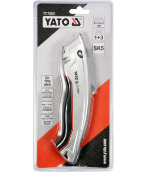 Нож Yato с трапециевидным лезвием + 2 запасные лезвия YT-7520