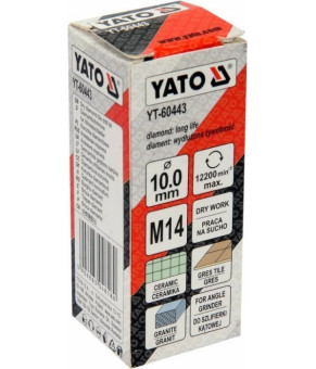 Сверло по керамике и гресу с алмазным напылением Yato 10 мм М14 YT-60443