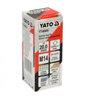 Сверло по керамике и гресу с алмазным напылением Yato 20 мм М14 YT-60444