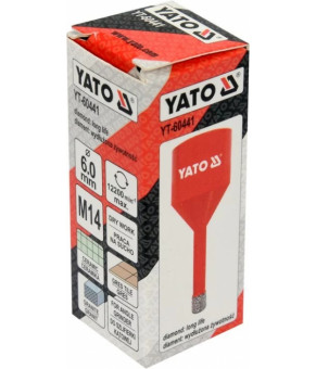 Сверло по керамике и гресу с алмазным напылением Yato 6 мм М14 YT-60441