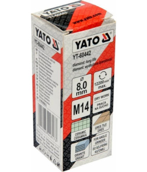 Сверло по керамике и гресу с алмазным напылением Yato 8 мм М14 YT-60442