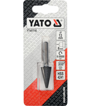 Фреза конусная по металлу Yato ø13 x 25/55 мм HSS 4241 хвостовик-ø6 мм YT-61718