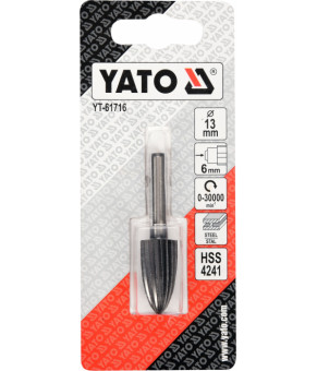 Фреза конусная по металлу Yato ø13 x 25/55 мм HSS 4241 хвостовик-ø6 мм YT-61716