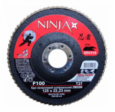 Круг лепестковый шлифовальный Virok Ninja Zirconium Т27 125х22 мм Р100 Al Inox Steel 65V310