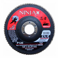 Круг лепестковый шлифовальный Virok Ninja Zirconium Т27 125х22 мм Р120 Al Inox Steel 65V312