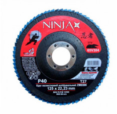 Круг лепестковый шлифовальный Virok Ninja Zirconium Т27 125х22 мм Р40 Al Inox Steel 65V304