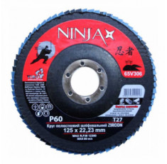 Круг лепестковый шлифовальный Virok Ninja Zirconium Т27 125х22 мм Р60 Al Inox Steel 65V306