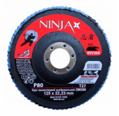 Круг лепестковый шлифовальный Virok Ninja Zirconium Т27 125х22 мм Р80 Al Inox Steel 65V308