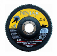 Круг лепестковый шлифовальный выпуклый Virok Ninja Т29 125х22 мм Р60 65V606