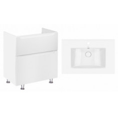 Комплект Qtap тумба напольная Scorpio 700х825х460 мм White + раковина врезная Albatross QT71SC43956