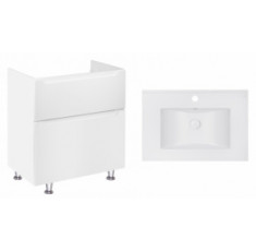 Комплект Qtap тумба напольная Scorpio 700х825х460 мм White + раковина врезная Albatross E QT71SC43957