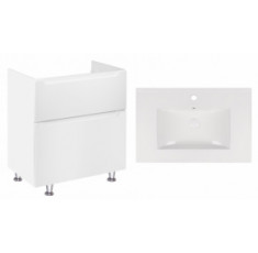 Комплект Qtap тумба напольная Scorpio 700х825х460 мм White + раковина врезная Albatross New QT71SC43958