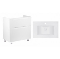 Комплект Qtap тумба напольная Scorpio 800х825х460 мм White + раковина врезная Albatross E QT71SC43962
