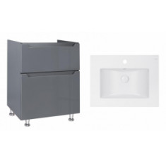 Комплект Qtap тумба для підлоги Scorpio 600х825х460 мм Graphite + раковина врізна Albatross E QT71SC44011