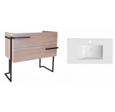 Комплект Qtap тумба напольная Taurus 800х800х437 мм Whitish oak + раковина врезная Albatross QT71TA44013