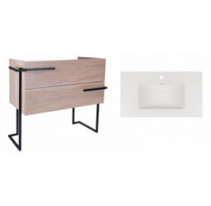 Комплект Qtap тумба напольная Taurus 800х800х437 мм Whitish oak + раковина врезная Albatross New QT71TA44017