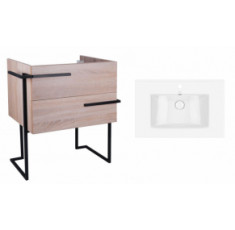 Комплект Qtap тумба напольная Taurus 700х800х437 мм Whitish oak + раковина врезная Albatross QT71TA44018